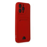 Newface iPhone 15 Pro Kılıf Kelvin Kartvizitli Silikon - Kırmızı