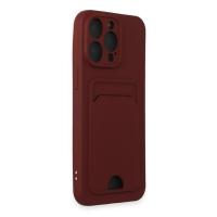 Newface iPhone 15 Pro Max Kılıf Kelvin Kartvizitli Silikon - Bordo