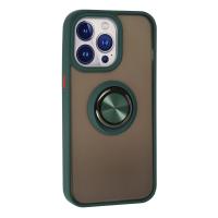 Newface iPhone 15 Pro Kılıf Montreal Yüzüklü Silikon Kapak - Yeşil