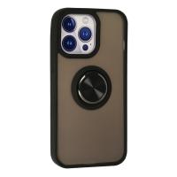 Newface iPhone 15 Pro Max Kılıf Montreal Yüzüklü Silikon Kapak - Siyah