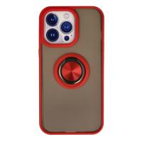 Newface iPhone 15 Pro Max Kılıf Montreal Yüzüklü Silikon Kapak - Kırmızı