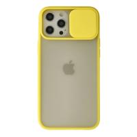 Newface iPhone 12 Pro Max Kılıf Palm Buzlu Kamera Sürgülü Silikon - Sarı