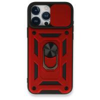 Newface iPhone 15 Pro Max Kılıf Pars Lens Yüzüklü Silikon - Kırmızı