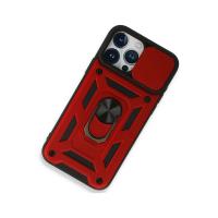 Newface iPhone 15 Pro Max Kılıf Pars Lens Yüzüklü Silikon - Kırmızı