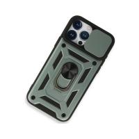 Newface iPhone 15 Pro Max Kılıf Pars Lens Yüzüklü Silikon - Yeşil