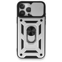 Newface iPhone 15 Pro Max Kılıf Pars Lens Yüzüklü Silikon - Gümüş