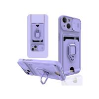 Newface iPhone 15 Kılıf Zuma Kartvizitli Yüzüklü Silikon - Lila