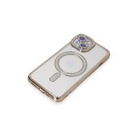 Newface iPhone 15 Kılıf Joke Simli Magneticsafe Kılıf - Gold