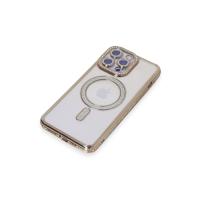 Newface iPhone 15 Pro Max Kılıf Joke Simli Magneticsafe Kılıf - Gold