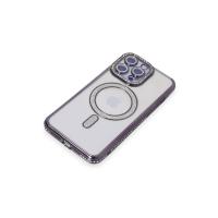 Newface iPhone 15 Pro Max Kılıf Joke Simli Magneticsafe Kılıf - Derin Mor