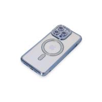 Newface iPhone 15 Pro Max Kılıf Joke Simli Magneticsafe Kılıf - Mavi