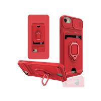 Newface iPhone 7 Kılıf Zuma Kartvizitli Yüzüklü Silikon - Kırmızı