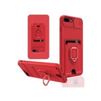 Newface iPhone 7 Plus Kılıf Zuma Kartvizitli Yüzüklü Silikon - Kırmızı