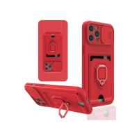 Newface iPhone 12 Pro Kılıf Zuma Kartvizitli Yüzüklü Silikon - Kırmızı