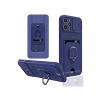 Newface iPhone 12 Pro Kılıf Zuma Kartvizitli Yüzüklü Silikon - Lacivert