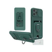 Newface iPhone 12 Pro Kılıf Zuma Kartvizitli Yüzüklü Silikon - Yeşil