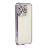 Newface iPhone 14 Pro Kılıf Joke Taşlı Silikon - Mor