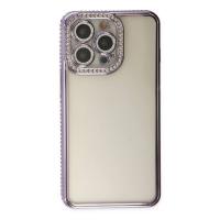 Newface iPhone 14 Pro Kılıf Joke Taşlı Silikon - Mor