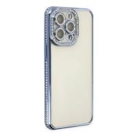 Newface iPhone 14 Pro Kılıf Joke Taşlı Silikon - Mavi