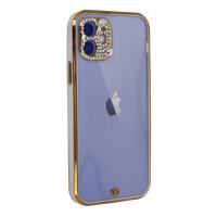 Newface iPhone 12 Kılıf Liva Taşlı Silikon - Mor