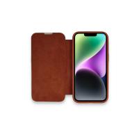 Newface iPhone 13 Pro Kılıf Dolpin Kapaklı - Kahverengi