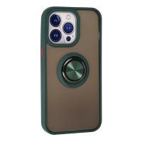 Newface iPhone 13 Pro Kılıf Montreal Yüzüklü Silikon Kapak - Yeşil