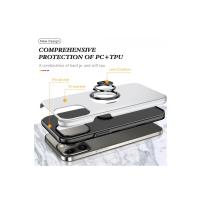 Newface iPhone 13 Pro Kılıf Elit Yüzüklü Kapak - Gümüş