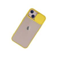 Newface iPhone 13 Kılıf Palm Buzlu Kamera Sürgülü Silikon - Sarı