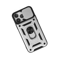 Newface iPhone 13 Pro Max Kılıf Pars Lens Yüzüklü Silikon - Gümüş