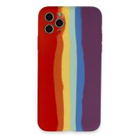 Newface iPhone 11 Pro Kılıf Ebruli Lansman Silikon - Kırmızı-Mor