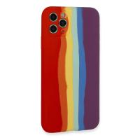 Newface iPhone 11 Pro Kılıf Ebruli Lansman Silikon - Kırmızı-Mor