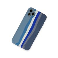 Newface iPhone 11 Pro Kılıf Ebruli Lansman Silikon - Mavi-Gri