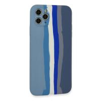 Newface iPhone 11 Pro Kılıf Ebruli Lansman Silikon - Mavi-Gri