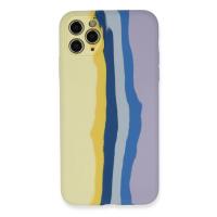 Newface iPhone 11 Pro Kılıf Ebruli Lansman Silikon - Sarı-Lila