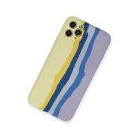 Newface iPhone 11 Pro Kılıf Ebruli Lansman Silikon - Sarı-Lila