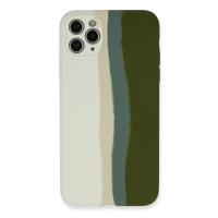 Newface iPhone 11 Pro Kılıf Ebruli Lansman Silikon - Beyaz-Yeşil