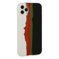 Newface iPhone 11 Pro Kılıf Ebruli Lansman Silikon - Beyaz-Siyah