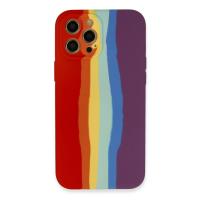 Newface iPhone 12 Pro Kılıf Ebruli Lansman Silikon - Kırmızı-Mor