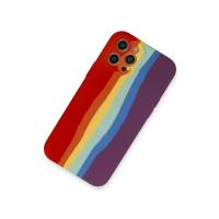 Newface iPhone 12 Pro Kılıf Ebruli Lansman Silikon - Kırmızı-Mor