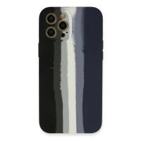 Newface iPhone 12 Pro Kılıf Ebruli Lansman Silikon - Siyah-Lacivert