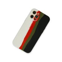 Newface iPhone 12 Pro Kılıf Ebruli Lansman Silikon - Beyaz-Siyah