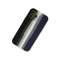 Newface iPhone 12 Pro Max Kılıf Ebruli Lansman Silikon - Siyah-Lacivert