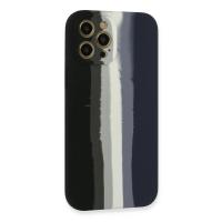 Newface iPhone 12 Pro Max Kılıf Ebruli Lansman Silikon - Siyah-Lacivert