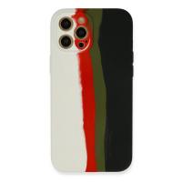 Newface iPhone 12 Pro Max Kılıf Ebruli Lansman Silikon - Beyaz-Siyah