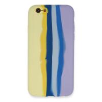 Newface iPhone 6 Kılıf Ebruli Lansman Silikon - Sarı-Lila