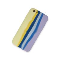 Newface iPhone 6 Kılıf Ebruli Lansman Silikon - Sarı-Lila
