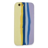 Newface iPhone 6 Kılıf Ebruli Lansman Silikon - Sarı-Lila