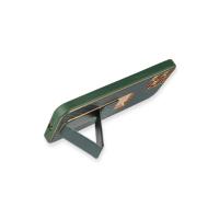 Newface iPhone 12 Pro Max Kılıf Coco Karbon Standlı Kapak - Yeşil