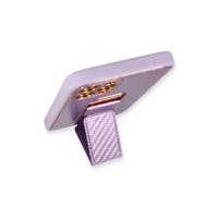 Newface iPhone 12 Pro Max Kılıf Coco Karbon Standlı Kapak - Mor