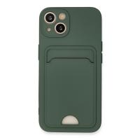 Newface iPhone 13 Kılıf Kelvin Kartvizitli Silikon - Koyu Yeşil